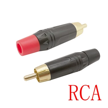 2Pcs RCA мъжки щепсел позлатен конектор RCA щепсел аудио видео адаптер за аудио видео високоговорител CCTV камера сигурност