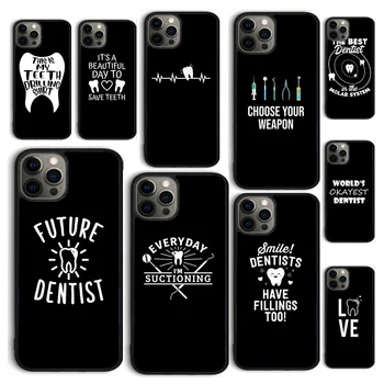 Autumu зъболекар стоматологични короновани зъби телефон случай капак за iPhone 15 12 мини X XS XR 11 13 14 Pro Max SE 2020 6S 7 8 Plus Coque