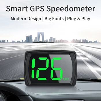 Скоростомер Head-Up дисплей 2.8 инчов KMH за кола камион автобус цифров голям шрифт GPS Plug and Play аксесоари за кола кола HUD