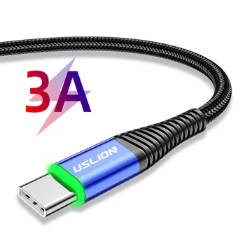 Type-C кабел за данни със зелена светлина, кабел за данни за мобилен телефон за бързо зареждане, подходящ за тип C, Android 3.0A, нов