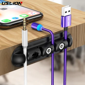 USLION 3 в 1 кабел организатор магнитен кабел щепсели кутия за микро USB тип C кабел щепсел кабел аксесоари главата контейнер за съхранение