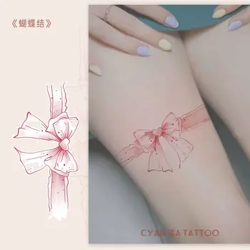 Корейска мода розов лък татуировка стикери за жени 2023 Hotwife временни татуировки Tatto Tatoo Art Festival стикер фалшиво тяло