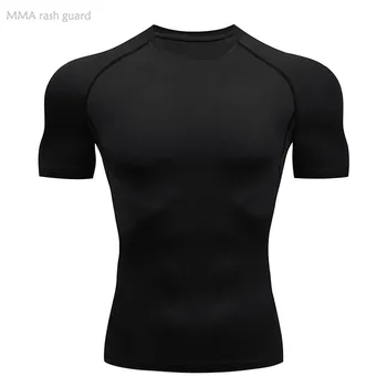 Sport Top Men Running T Shirt Риза с къс ръкав Черна тениска за бодибилдинг Лятна дишаща фитнес тренировка Анцуг Men 4XL