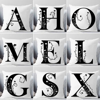 Nordic Simple Style Printed Pillowcase English Letter Sofa Cushion Cover Home Living Room Bed Decorative 