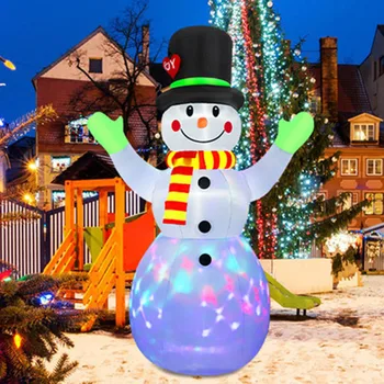 Коледна украса 2.2m/7FT надуваема играчка прегръдка снежен човек вградени LED светлини Коледа парти закрит открит двор подпори орнамент
