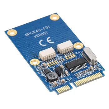 Mini PCI-E към двупортов USB2.0 адаптер карта за дънна платка или преносим компютър разширителна карта с MINI PCIE интерфейс
