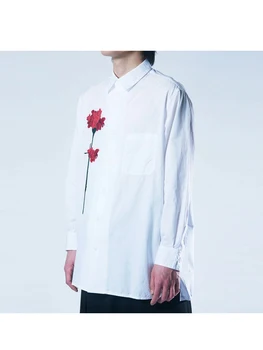 Черен карамфил Цветни бродерия ризи yohji yamamotos мъже homme Унисекс върхове ризи за мъж бели ризи за дамско облекло