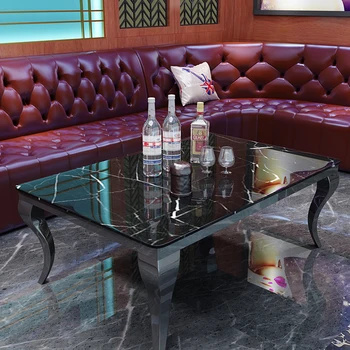  Персонализирана KTV лека луксозна маса за чай, минималистична маса за домашно кино, закалено стъкло от неръждаема стомана, персонализиран бар брояч