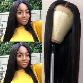 4x4 права дантела затваряне перука 180% прозрачен 13x4 дантела фронт човешка коса перуки за черни жени бразилски Remy коса перука Taiill