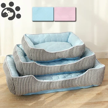 Stripe куче разтегателен диван за големи малки кучета мат меки домашни легла постелки за куче развъдник котка кученце топла къща дишаща котка домашен любимец диван