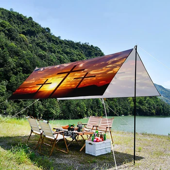  Сатана демон печат сянка балдахин, преносим и лек водоустойчив UV-устойчиви Оксфорд машина миеща палатка за пътуване