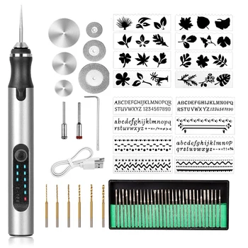 Комплект инструменти за електрическо гравиране USB акумулаторна акумулаторна гравираща писалка Мини DIY гравьор писалка инструмент за дърворезба дърво метал