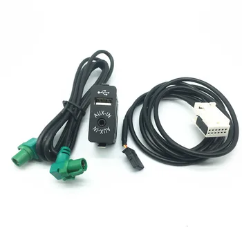 Car CD Audio AUX-IN / USB Адаптер за данни Бутон за превключване Кабелен кабелен кабел за BMW E60 E61 E63 E64 E87 E90 F25 F02 F03 F04 F12 F13