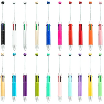 10pcs DIY творчески бизнес четири цвят пълнител Beaded писалка сладък Beadable химикалки пъзел многоцветни бижута Beaded топка писалка