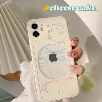 Ретро усмивка сирене торта мечка изкуство сладък японски телефон случай за iPhone 14 13 11 12 Pro Max XR Xs Макс 7 8 14 плюс случай сладък капак