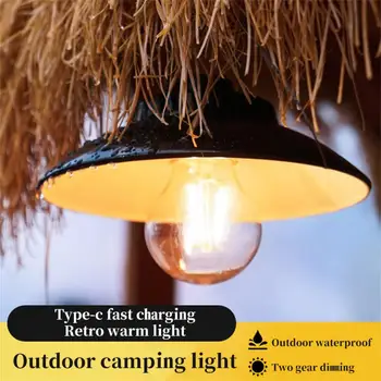 Къмпинг фенер водоустойчив LED къмпинг светлина USB акумулаторна палатка светлини с кука за туризъм риболов пътуване ретро висящи лампа