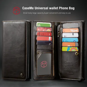 CaseMe случай за SONY Xperia XA1 универсален портфейл кожен калъф за SONY X X4 XZ2 Z3 кредитна карта цип телефон чанта телефон торбичка