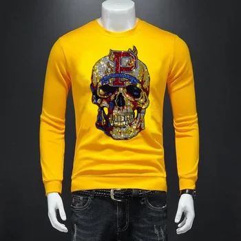 2023 Нов мъжки дизайнер Rhinestone пуловер суитчър гореща продажба връхни дрехи улично облекло Hommes капка доставка