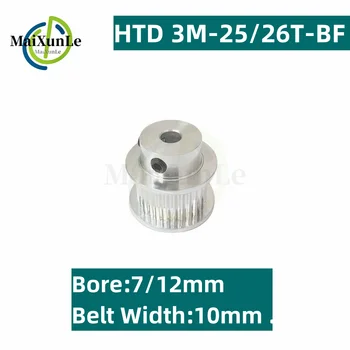 HTD 3M BF-тип 25/26 зъбна ангренажна ролка със стъпка 3mm, отвор 7/12mm, широчина на честотната лента 10mm