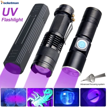UV фенерче черна светлина 365 / 395nm фенерче ултравиолетови фенери UV факел UV светлинен детектор за петна от урина за домашни любимци Скорпион