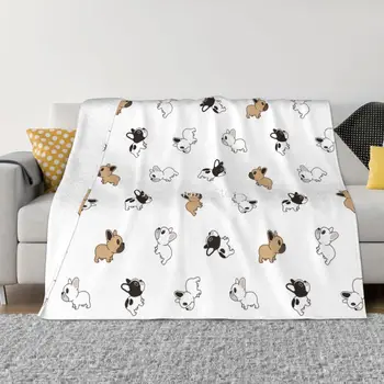 Сладко куче булдог одеяло руно пролет/есен животински дишаща топло хвърлят одеяло за диван диван плюшени тънки юрган