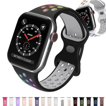 Каишка за Apple Watch лента 49mm 45mm 44mm 42mm Двуцветна силиконова спортна гривна iWatch Series Ultra 8 7 se 6 5 4 3