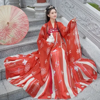 WATER Червен ханфу костюм Дамско облекло Китайски традиционни рокли Женска синицизация Хан Фу момичета Cosplay Ролева игра Нов