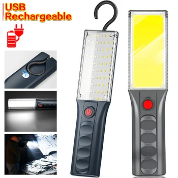 USB акумулаторна LED фенерче външна работна светлина с кука преносима магнитна кола ремонт светлина водоустойчив къмпинг палатка фенери