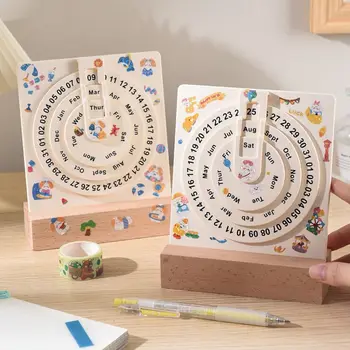 Desktop орнаменти дървени Wheeling календар график напомняне миниатюрни изкуство орнамент вечна дата календар дървени регулируеми