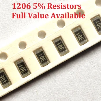  300pcs / лот SMD чип резистор 1206 6.8M / 7.5M / 8.2M / 9.1M / 10M / Ohm 5% съпротивление 6.8 / 7.5 / 8.2 / 9.1 / 10 / M резистори 6M8 7M5 8M2 9M1