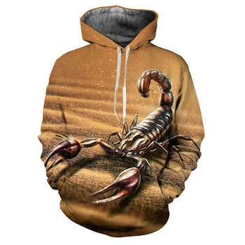 есен зима ново животно скорпион 3D печат качулки мъже/жени мода дълъг ръкав хип-хоп улично облекло суитчъри
