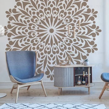 150cm - 230cm шаблон за боядисване на декор стена шаблон мебели производители гигантски мандала огромен кръг цвете традиционен S294