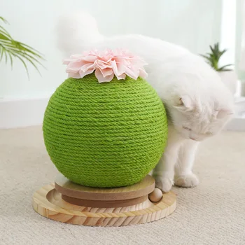 Cactus Sisal Cat Scratching Ball Toy с търкаляне, интерактивна играчка, устойчива на сизал, нова