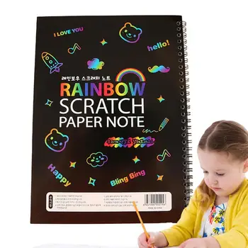 Rainbow Scratch Paper Art 10 листа DIY ръчно изработена черна хартия за надраскване Rainbow Art Paper Rainbow Scratch за момичета и момчета