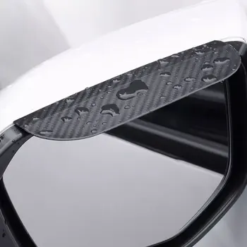 2x Огледало за обратно виждане на автомобила Дъждовна козирка за вежди Car Auto Carbon Fiber Clip-on Side Snow Sun Visor Rain Cover Car Mirror Accessories