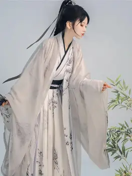 2023 Китайска династия Сонг подобрена ретро ханфу кръст яка древен стил мъжки и дамски ежедневни печатни ханфу комплект костюм s660