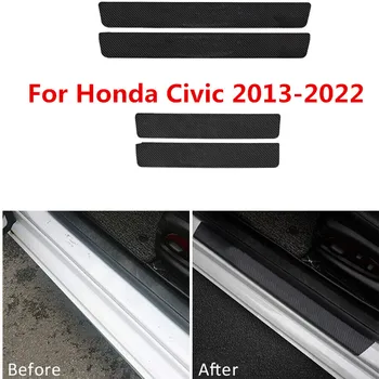 4Pcs PU кожа педал врата перваза протектор плоча покритие за Honda Civic 2013 2014 2015 2016 2017 2018 2019 2020 2021 2022