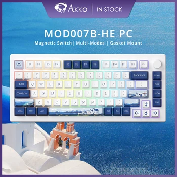 Akko MOD007B-HE PC Санторини Бързо задействане Механична клавиатура за игри Магнитен превключвател Мулти-режими RGB Hot-swap уплътнение Mount