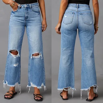Tassel Jeans High Shot Woman Зима за жени Измийте с вода Панталон Есен 2023 Качествени дрехи Y2k 2000s корейски Dongdaemun панталони
