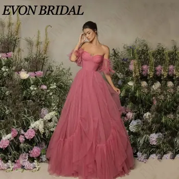 EVON BRIDAL A-Line Off The Shoulder Вечерни рокли Елегантен тюл Sweetheart Party Prom рокли класически роба De Soiree по поръчка