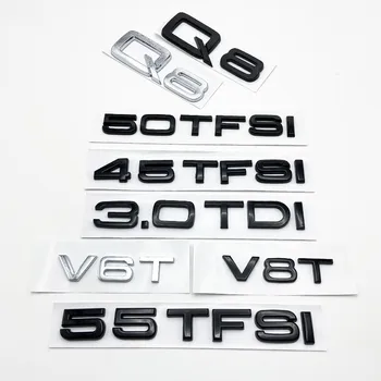 ABS букви цифри емблема за Audi Q8 SQ8 45TFSI 55TFSI Quattro Sline V6T V8T кола предната страна багажника значка табелка лого стикер