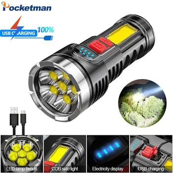 Супер ярко 6LED фенерче с висок лумен водоустойчив факел USB акумулаторни Flahlights за къмпинг туризъм риболов лов