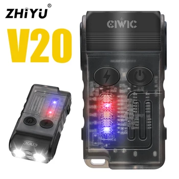 CIWIC V20 ключодържател EDC фенерче 1000LM тип-C акумулаторна джобна горелка с магнитна работна светлина 80DB зумер къмпинг фенер