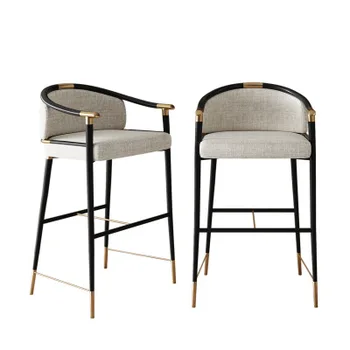 Деликатен модерен стил метална гъба плат бар стол с парапет отдих високо крак стол с най-добра цена за продажба