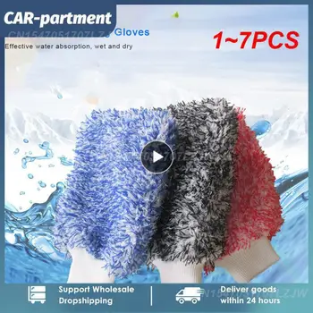  1 ~ 7PCS Автоматично измиване Мека абсорбционна ръкавица с висока плътност Ултра мека микрофибърна автоматична детайлна гъба плюшена ръкавица кърпа за почистване на автомобили