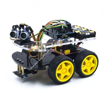 MXW Проследяване на избягването Мотор Смарт робот кола шаси комплект скорост енкодер батерия 4WD ултразвуков модул за Arduino