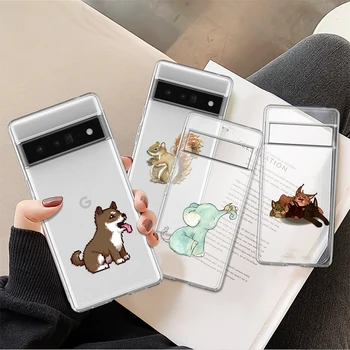 Кучешка катерица прозрачен калъф за телефон за Google Pixel 7a 7 Pro калъфи за Pixel 6 6a 4a 5a 5G 4XL 3 3a XL мек силиконов TPU капак