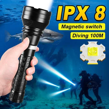 2024 Супер ярък XHP160 фенерче за гмуркане Led акумулаторна подводна лампа IPX8 водоустойчив професионален фенер за гмуркане