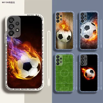 Калъф за телефон за Samsung A14 A24 A34 A54 A53 S23 Plus ултра луксозен мек силиконов син капак гореща футболна футболна топка