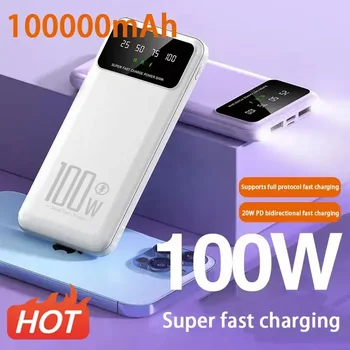 100000mAh 100W супер бързо зареждане Power Bank преносимо зарядно батерия Powerbank за iPhone Huawei Samsung New